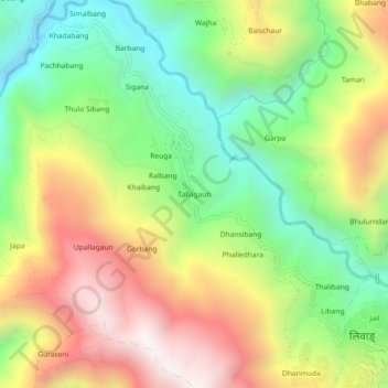 Carte topographique Tallagaun, altitude, relief