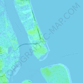 Carte topographique Vilano Beach, altitude, relief