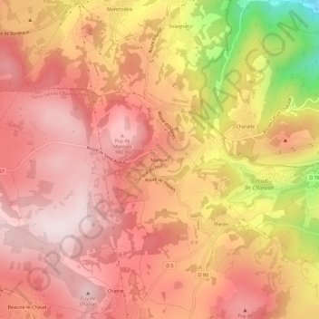 Carte topographique Manson, altitude, relief