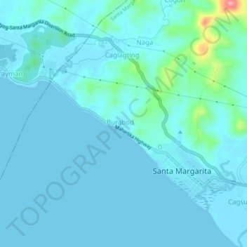 Carte topographique Purok 3, altitude, relief