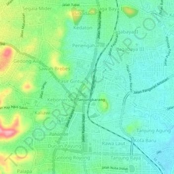 Carte topographique Gunung Sari, altitude, relief