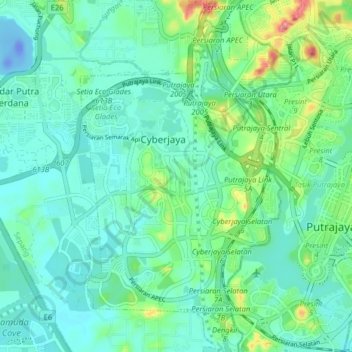 Carte topographique Cyberjaya, altitude, relief