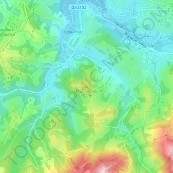 Carte topographique Munoaundi, altitude, relief