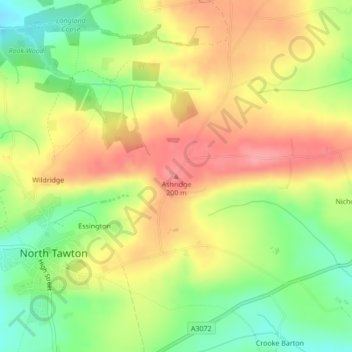 Carte topographique Ashridge, altitude, relief