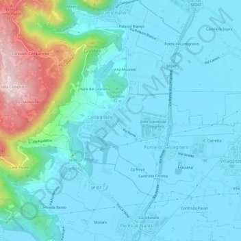 Carte topographique Villa Clementi, altitude, relief