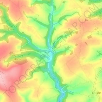 Carte topographique Herodsfoot, altitude, relief