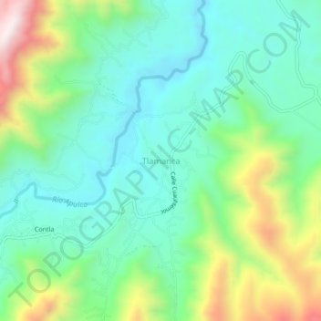 Carte topographique Tlamanca, altitude, relief
