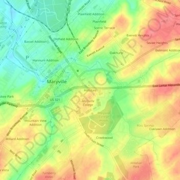 Carte topographique Hillsdale, altitude, relief