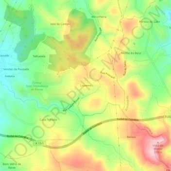 Carte topographique Loureiro, altitude, relief