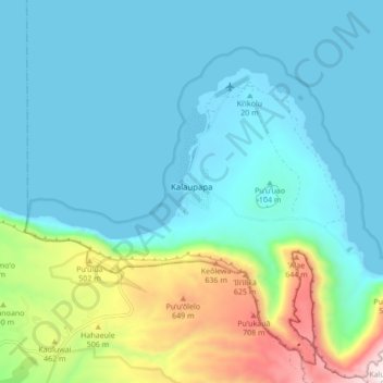 Carte topographique Kalaupapa, altitude, relief