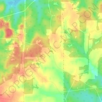 Carte topographique Hilly, altitude, relief