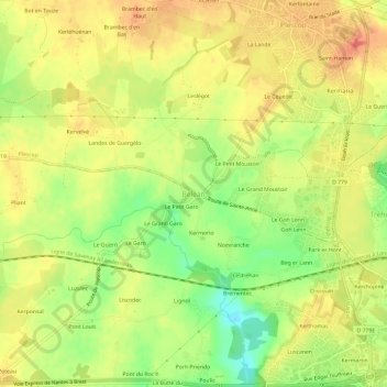 Carte topographique Béléan, altitude, relief