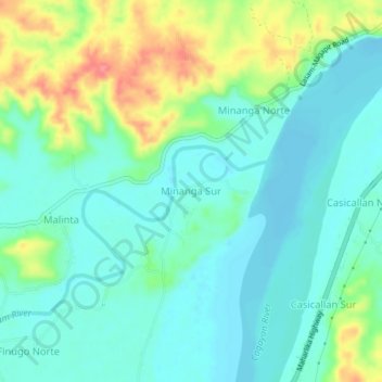 Carte topographique Minanga Sur, altitude, relief