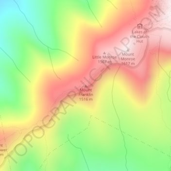 Carte topographique Mount Franklin, altitude, relief