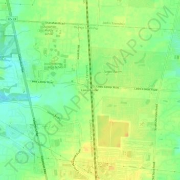 Carte topographique Lewis Center, altitude, relief