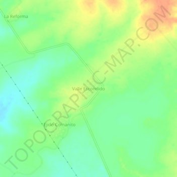 Carte topographique Valle Escondido, altitude, relief