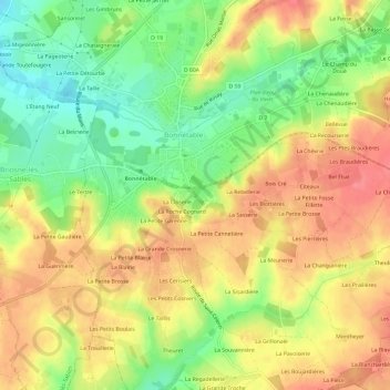 Carte topographique Bois, altitude, relief
