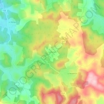 Carte topographique Le Domal, altitude, relief