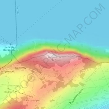 Carte topographique Bürgenstock, altitude, relief