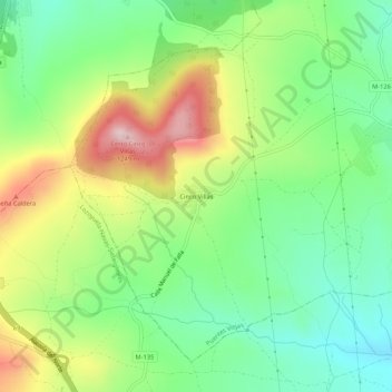 Carte topographique Cinco Villas, altitude, relief