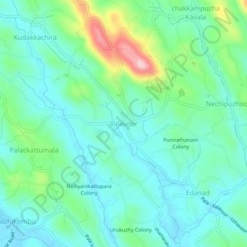Carte topographique Valavoor, altitude, relief
