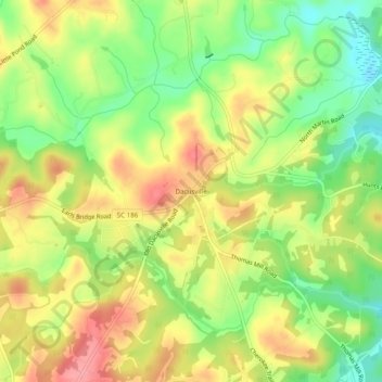 Carte topographique Dacusville, altitude, relief