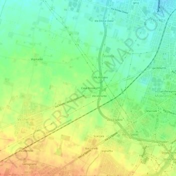 Carte topographique Case Rosse, altitude, relief