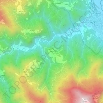 Carte topographique Verni, altitude, relief