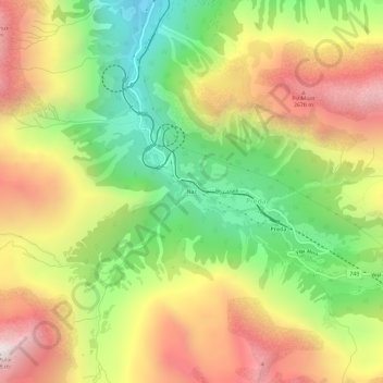 Carte topographique Naz, altitude, relief