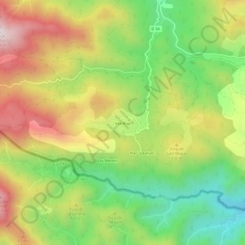Carte topographique Vila-Roja, altitude, relief