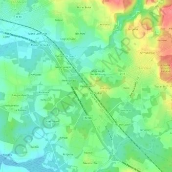 Carte topographique Kergonan, altitude, relief