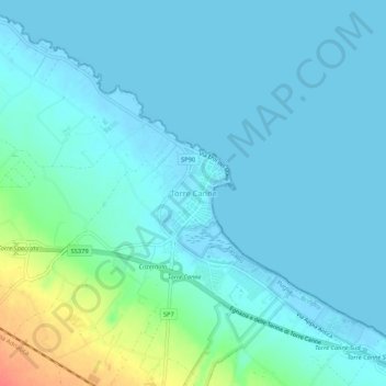 Carte topographique Torre Canne, altitude, relief