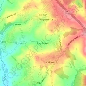 Carte topographique Bagthorpe, altitude, relief