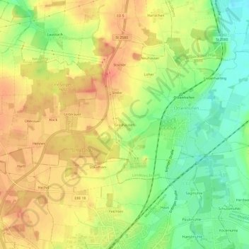 Carte topographique Grashausen, altitude, relief