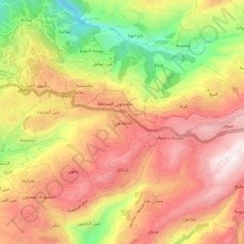 Carte topographique Bhamdoun, altitude, relief