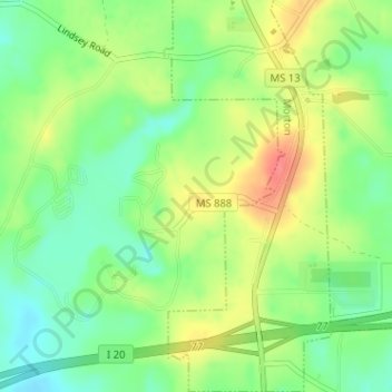 Carte topographique Roosevelt State Park, altitude, relief