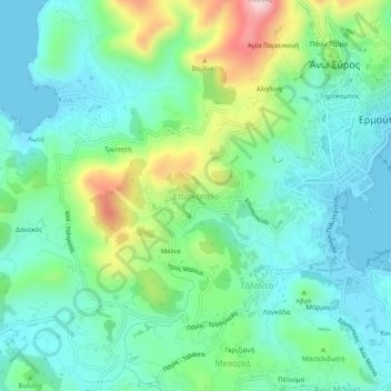 Carte topographique Episkopio, altitude, relief