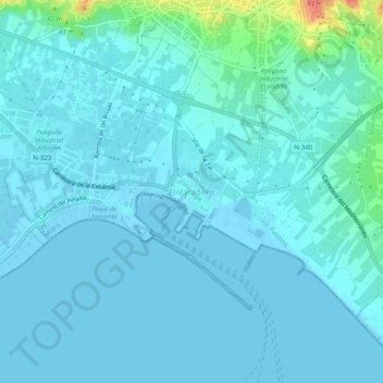 Carte topographique El Varadero, altitude, relief