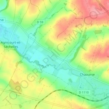 Carte topographique Séchelles, altitude, relief