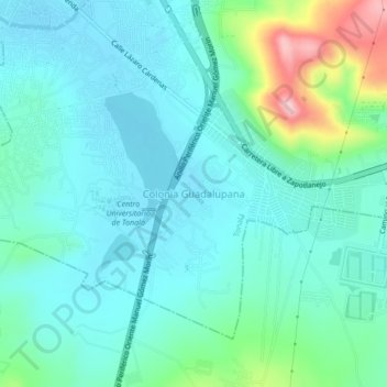 Carte topographique Colonia Guadalupana, altitude, relief