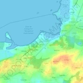 Carte topographique Le Duer, altitude, relief