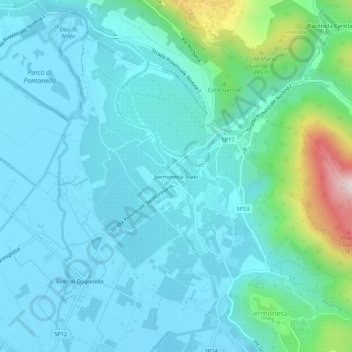 Carte topographique Sermoneta Scalo, altitude, relief