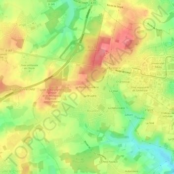 Carte topographique La Petite Tourellerie, altitude, relief