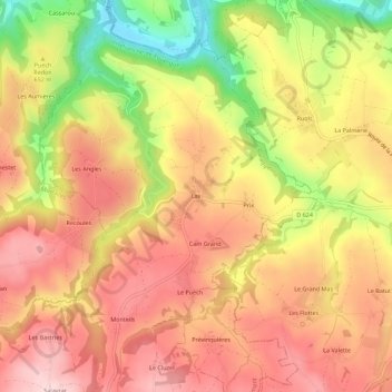 Carte topographique Lax, altitude, relief
