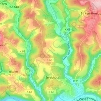 Carte topographique Wendlingen, altitude, relief