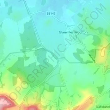 Carte topographique Middlemarsh, altitude, relief