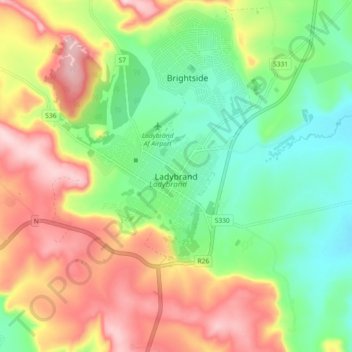 Carte topographique Ladybrand, altitude, relief