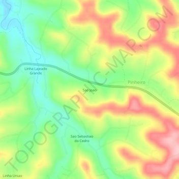 Carte topographique Sao Joao, altitude, relief