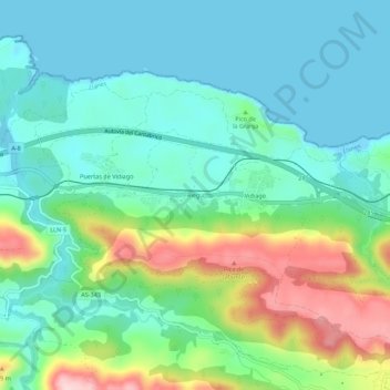 Carte topographique Riego, altitude, relief