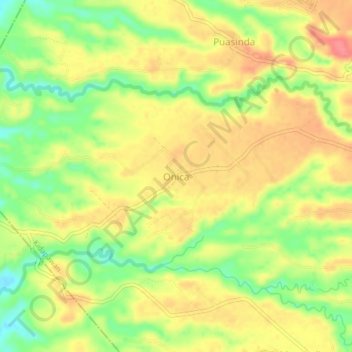 Carte topographique Onica, altitude, relief